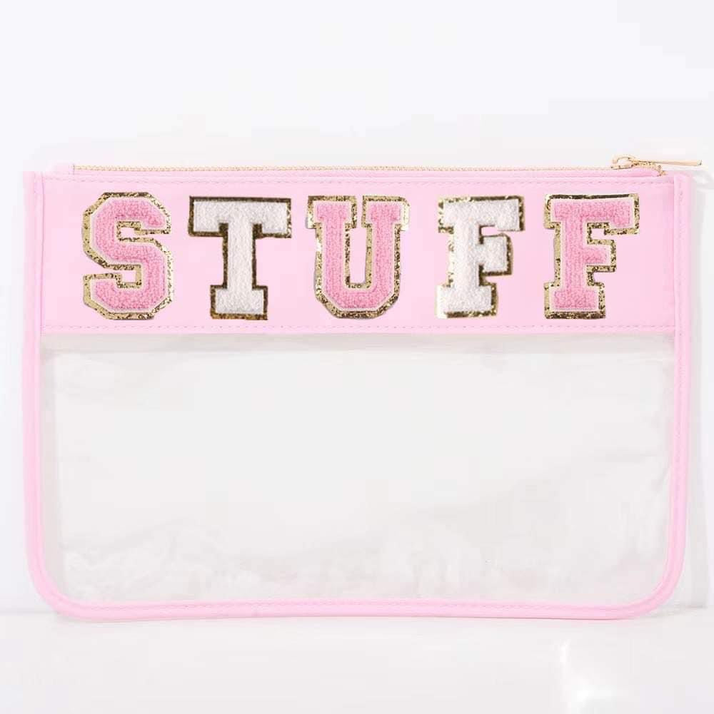 Stuff Chenille Letter Pouch in Pink